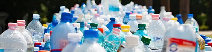 Plastic bottles crowded together